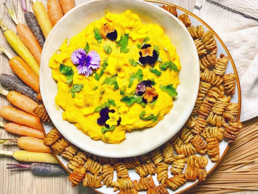 Sweet Potato & Lime Dip with Air-Fried Pasta Chips