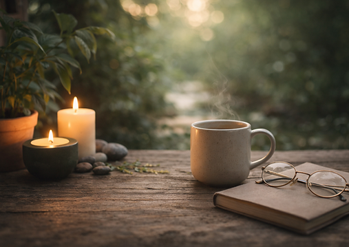 Self care and mental wellness setting representing virtual therapy and personal growth