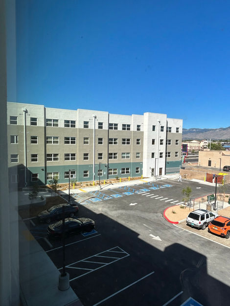 exterior view of apartments and parking area