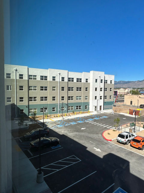 exterior view of apartments and parking area