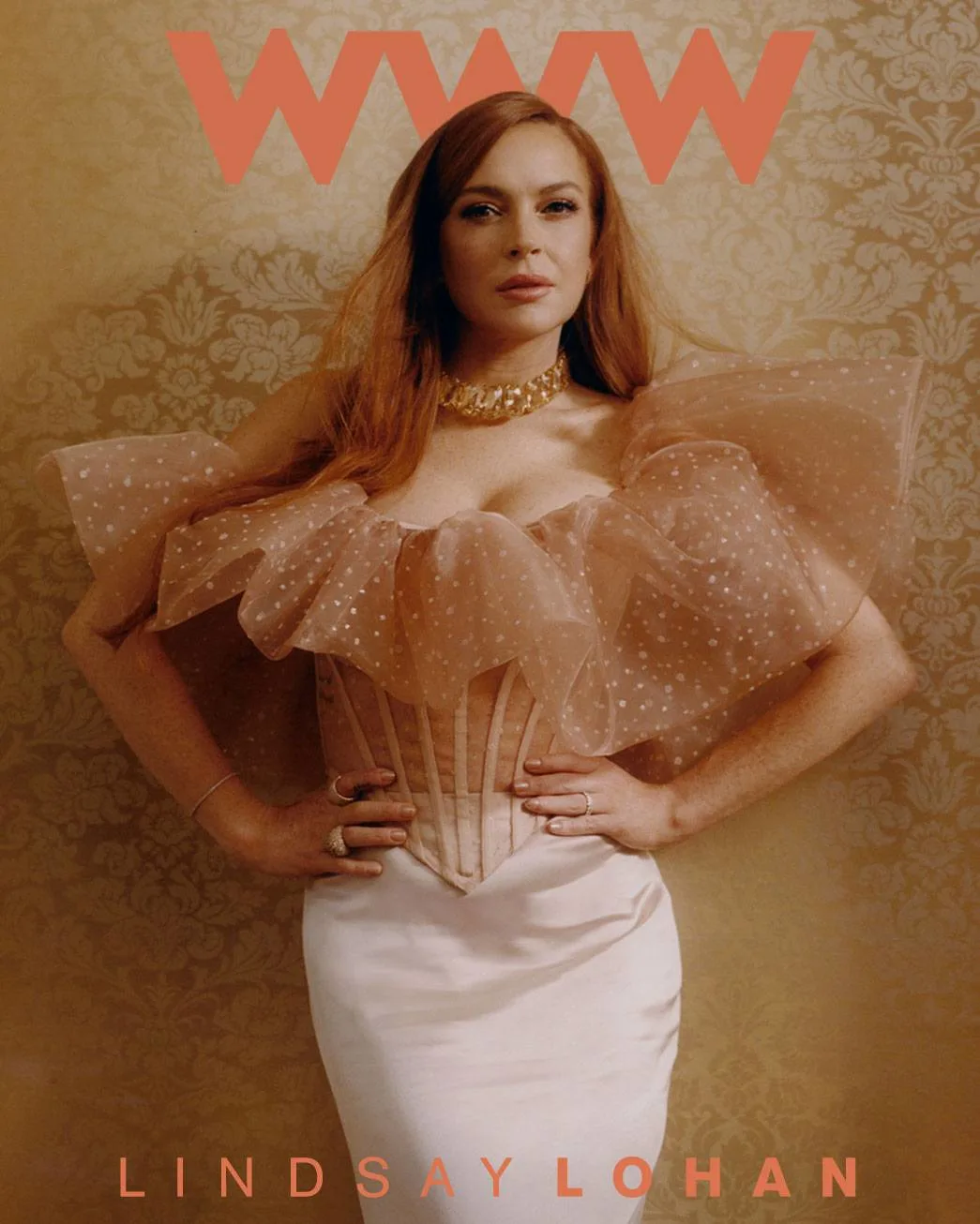Swarovski necklace with yellow crystals on Lindsay Lohan
