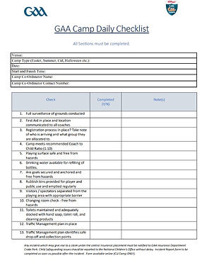 Daily Checklist
