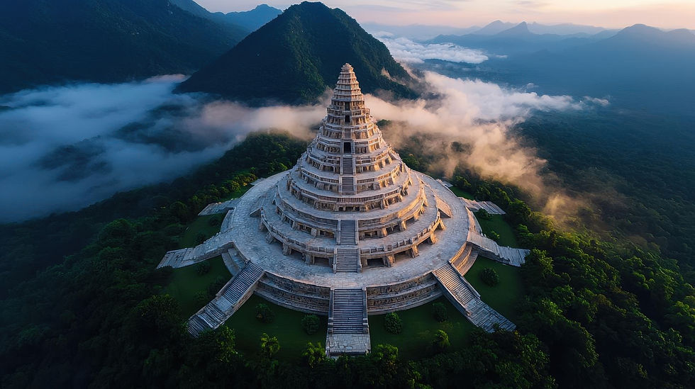 detailed-view-ancient-temple-surrounded-by-mist-mountainous-region-with-rising-sun-backgro