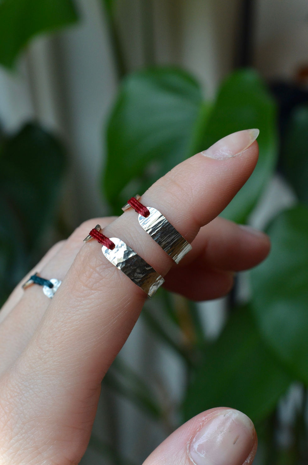 Miniature : Bague « Destin » en argent 925 et macramé personnalisable