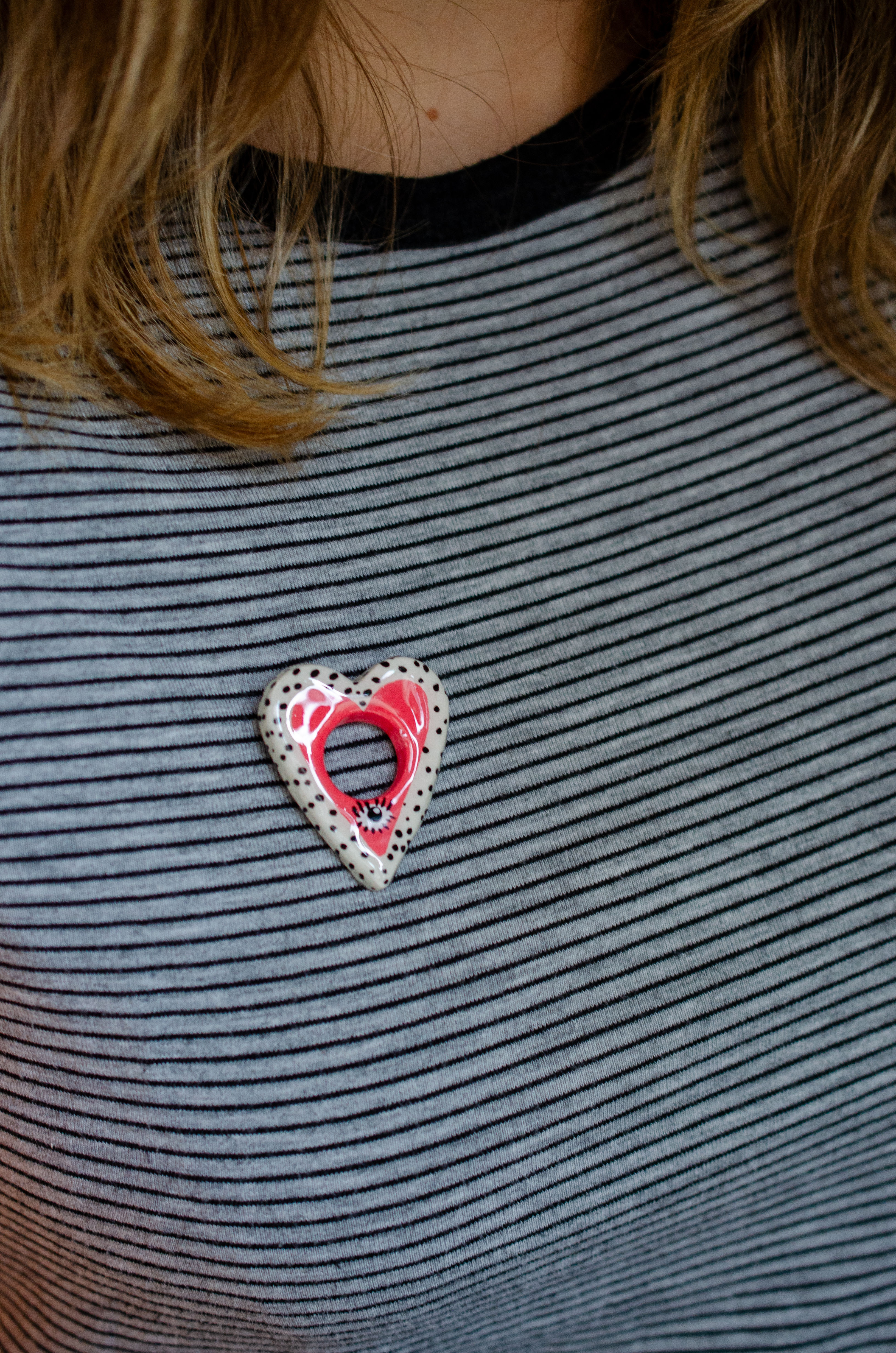 Broche Porte-Lunettes - Cœur inspiration Frida Kahlo
