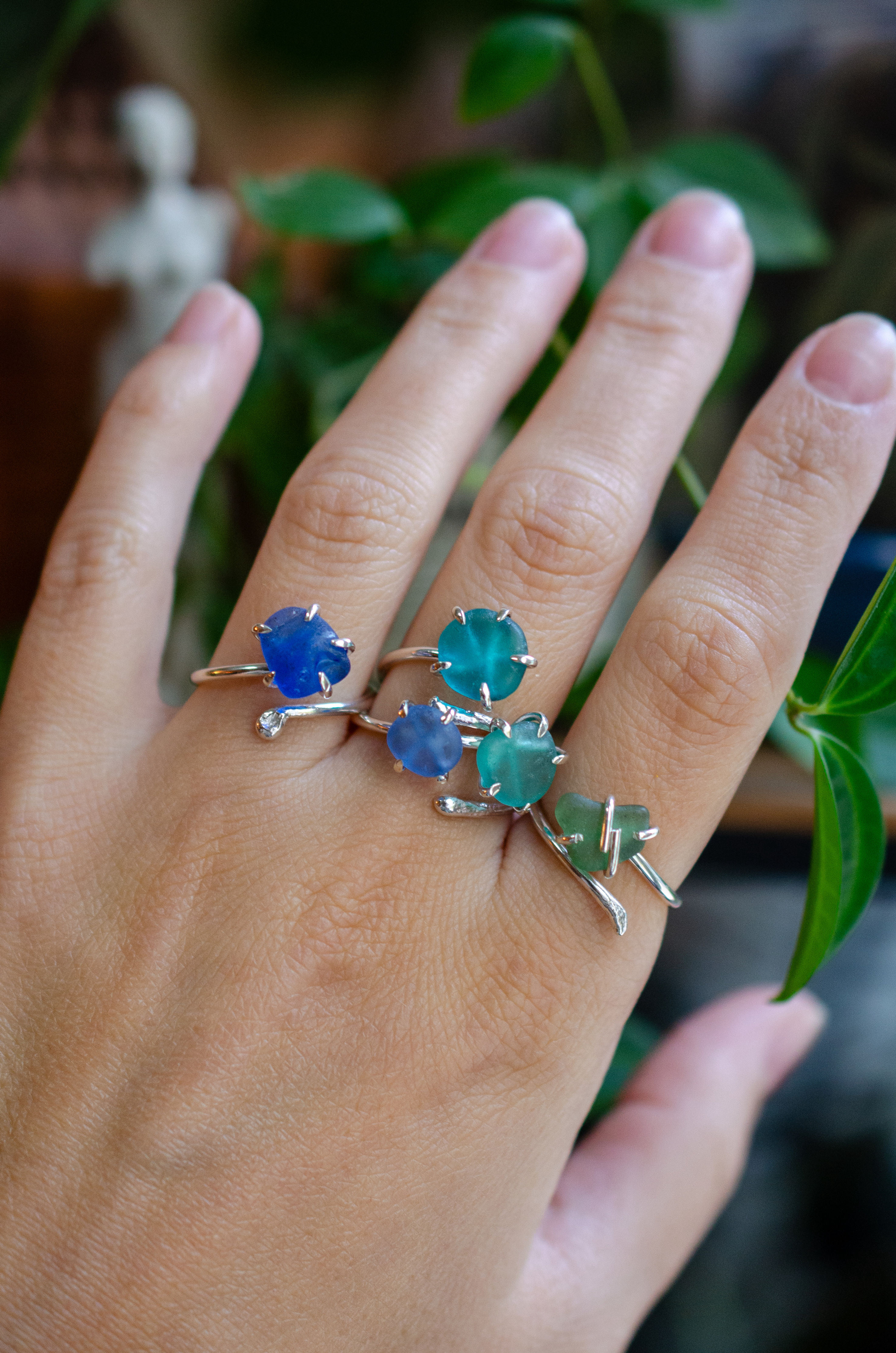 Bague Éclat de Sirène – Verre de mer & argent 925