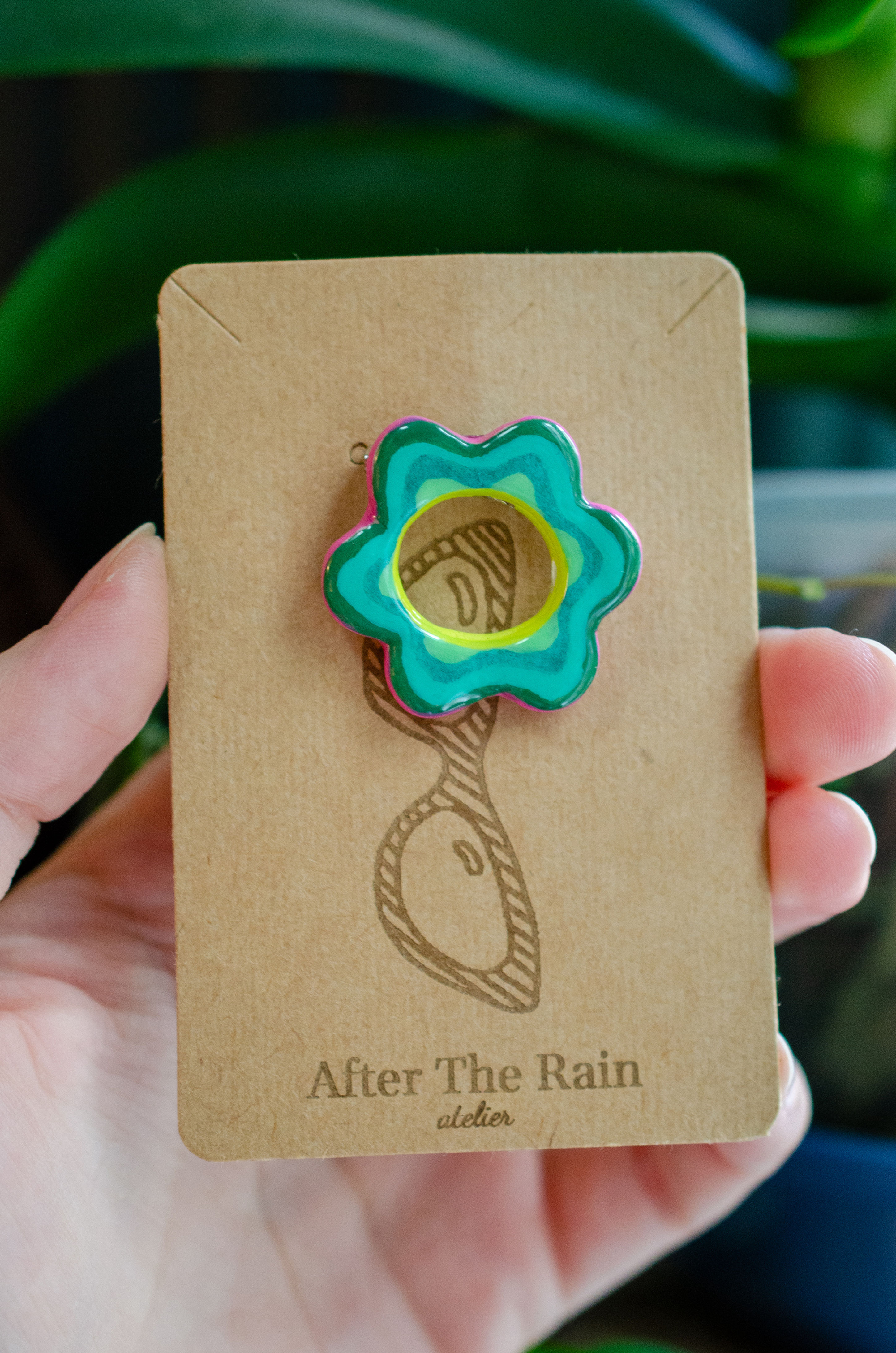 Broche Porte-Lunettes - Fleur Verte