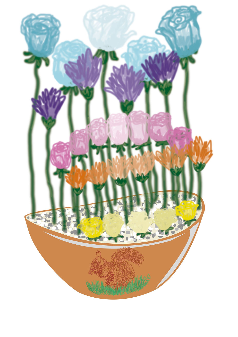 Florero mixto con ardilla