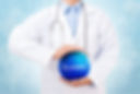 Doctor holding blue crystal ball with cl