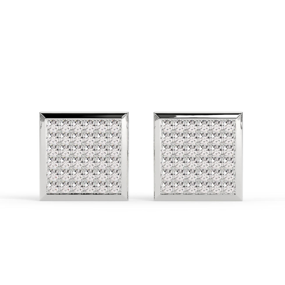 Thumbnail: .25 CTW DIAMOND CLUSTER SQUARE 10K WHITE GOLD STUD EARRINGS