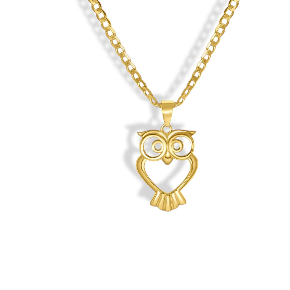 Thumbnail: 14K Yellow Gold Owl Pendant Necklace