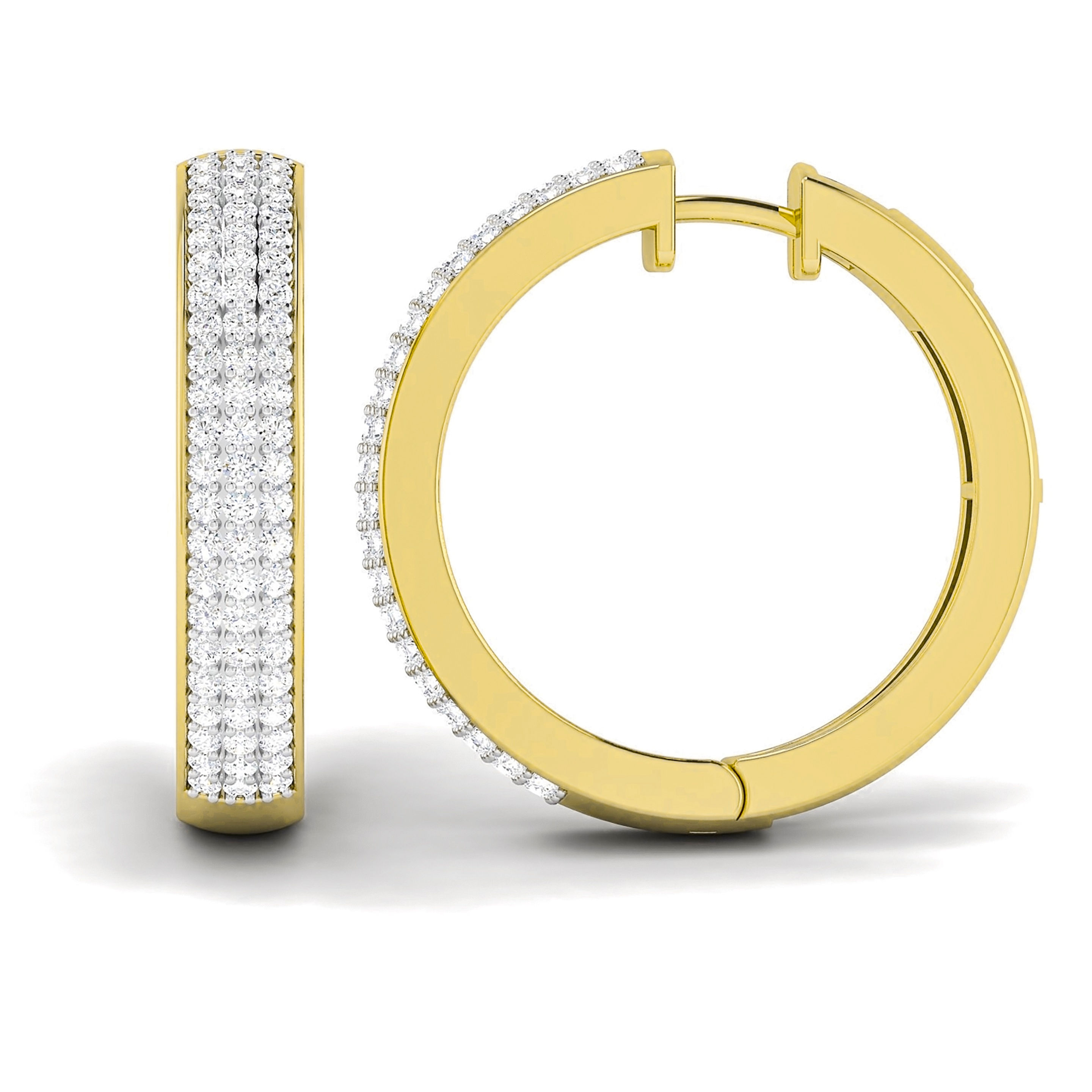 .20 CTW Diamond Huggie Hoop Earrings in 14K Yellow Gold