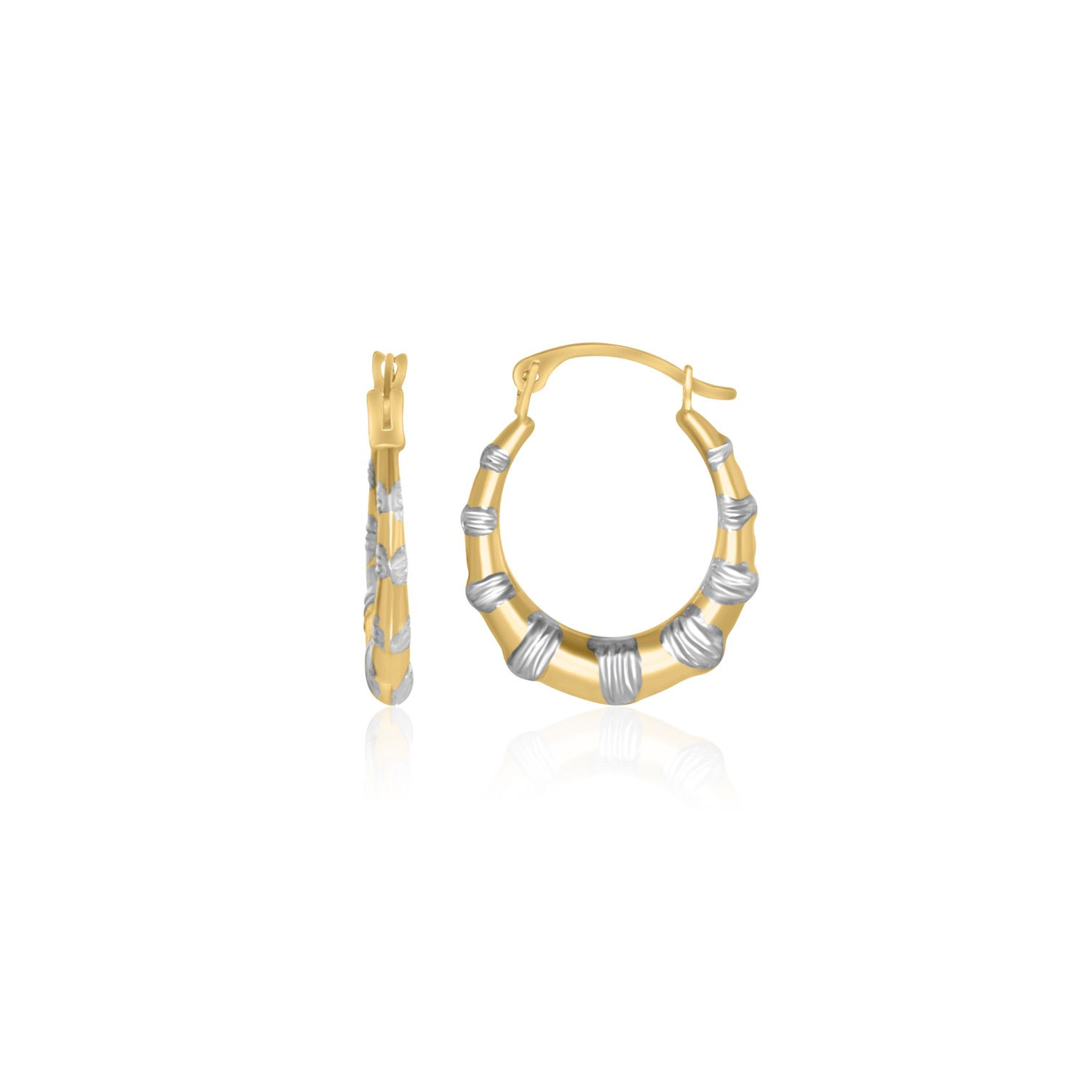 14K TWO TONE GOLD HOOP EARRINGS