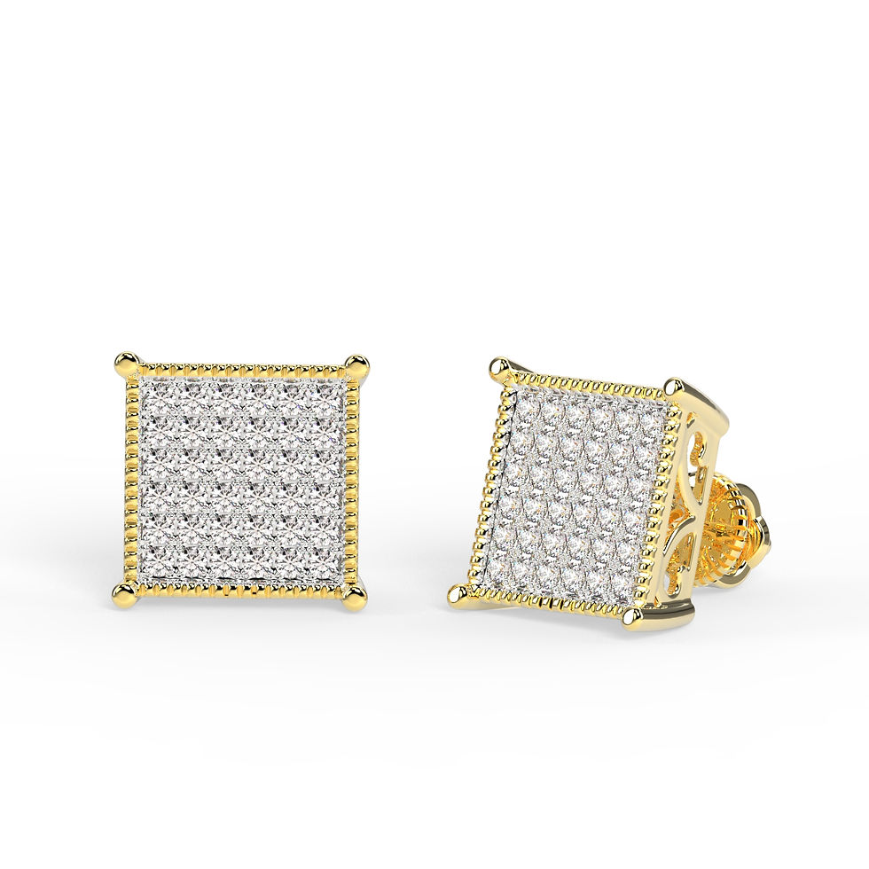 Thumbnail: .33 CTW DIAMOND CLUSTER SQUARE STUD EARRINGS