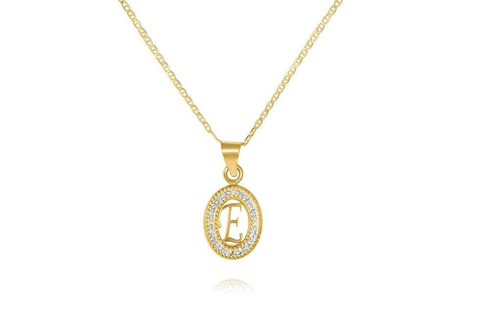 Thumbnail: Cubic Zirconia Initial Pendant Necklace in 14K Yellow Gold