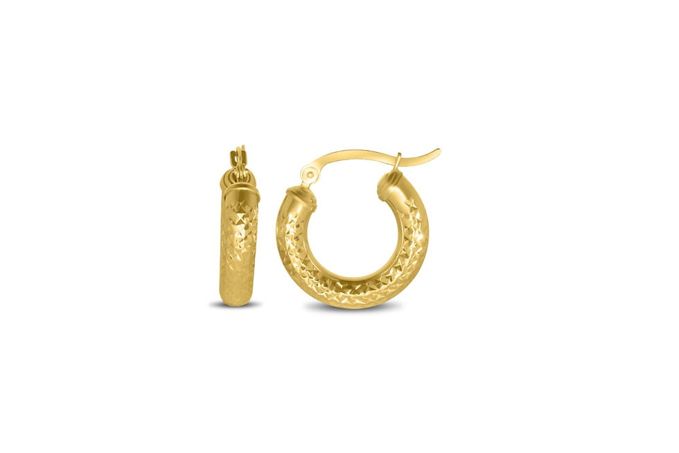 10K YELLOW GOLD DIAMOND CUT HOOP EARRINGS