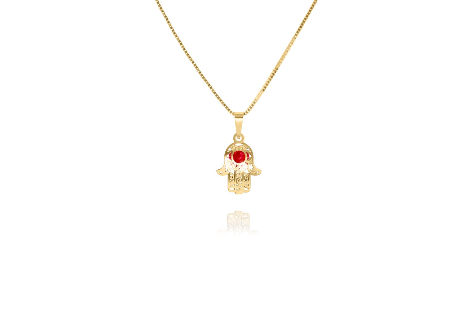 10K YELLOW GOLD HAMSA PENDANT NECKLACE