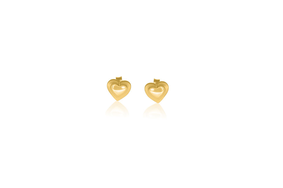 18K YELLOW GOLD HEARTS STUD EARRINGS