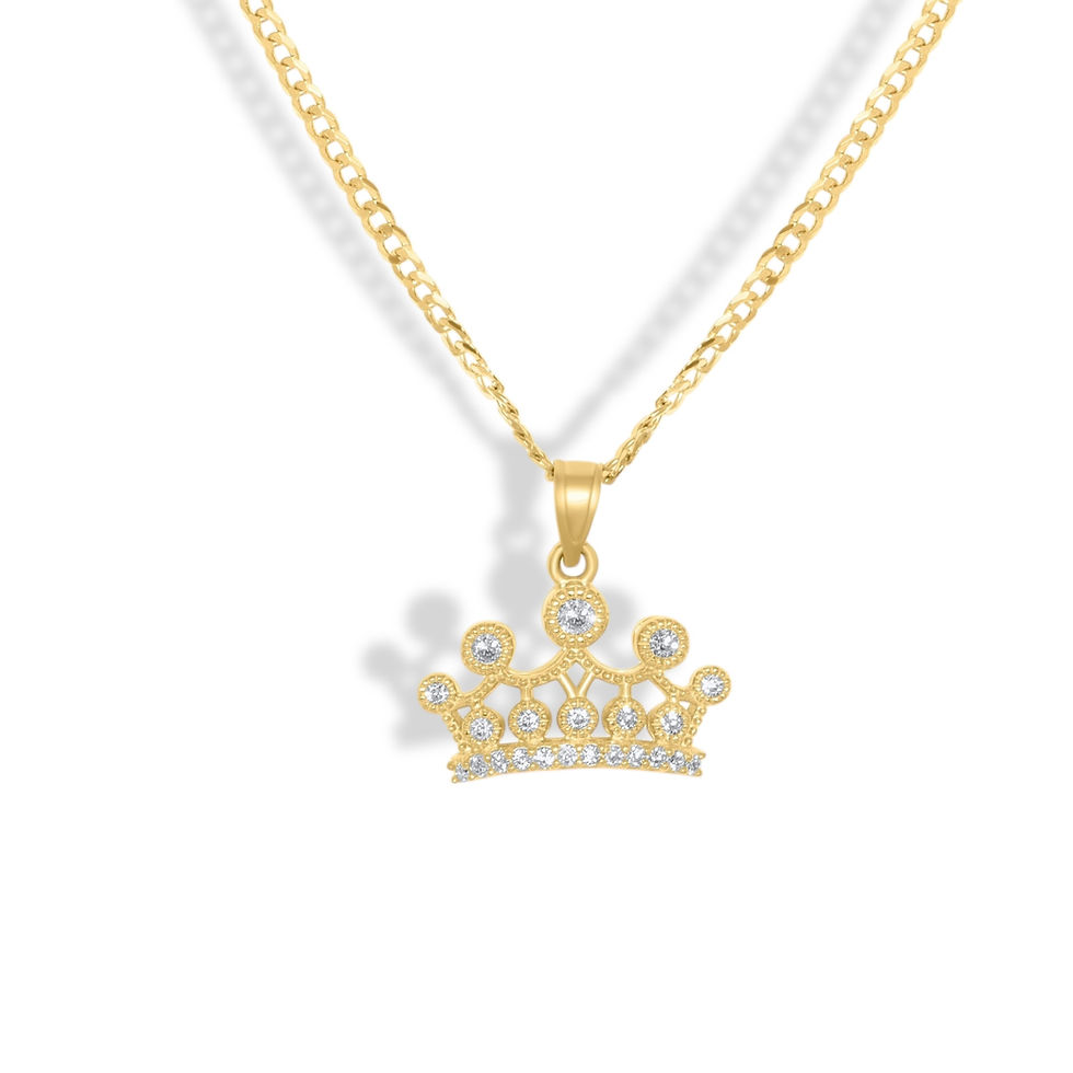 Thumbnail: 10K YELLOW GOLD CROWN PENDANT NECKLACE