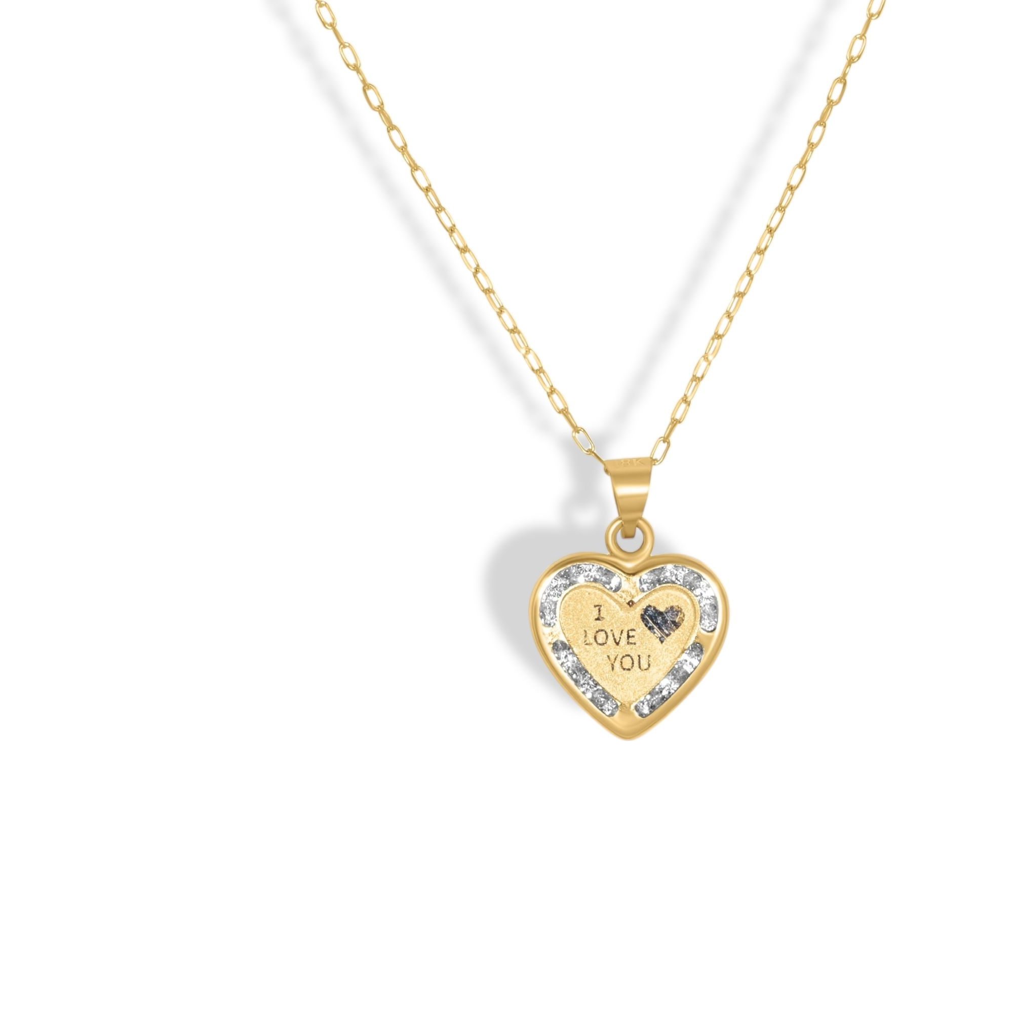 18K YELLOW GOLD HEART PENDANT NECKLACE