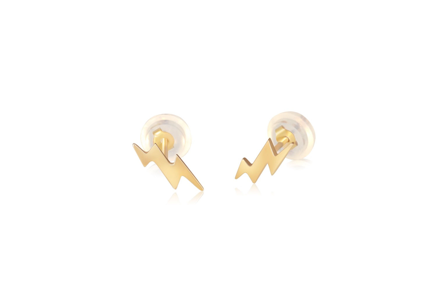 14K YELLOW GOLD CHILD´S LIGHTING BOLT STUD EARRINGS