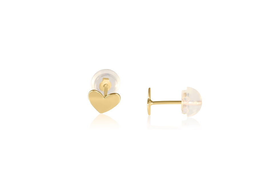 14K YELLOW GOLD HEARTS CHILD´S STUD EARRINGS