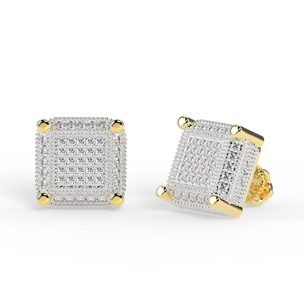 .35 CTW DIAMOND SQUARE CLUSTER STUD  EARRINGS