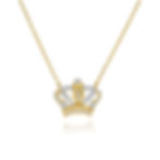 10K Yellow Gold Crown with CZ Pendant Necklace