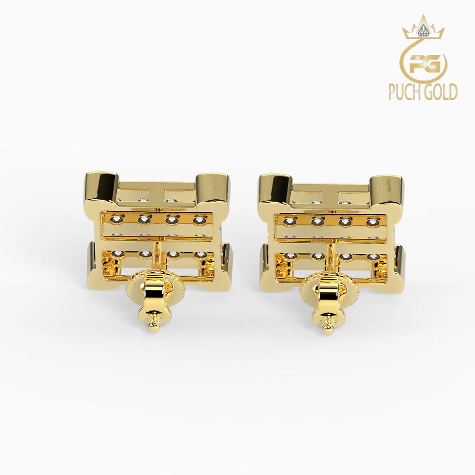 Thumbnail: .10 CTW SQUARE DIAMOND CLUSTER STUD EARRINGS