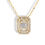 Thumbnail: 14K Gold Baguette Diamond Pendant with Double Emerald Halo Necklace