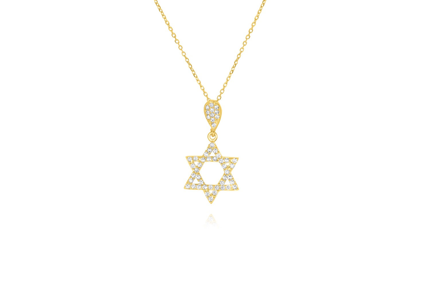 14K Yellow Gold Star of David Pendant Necklace