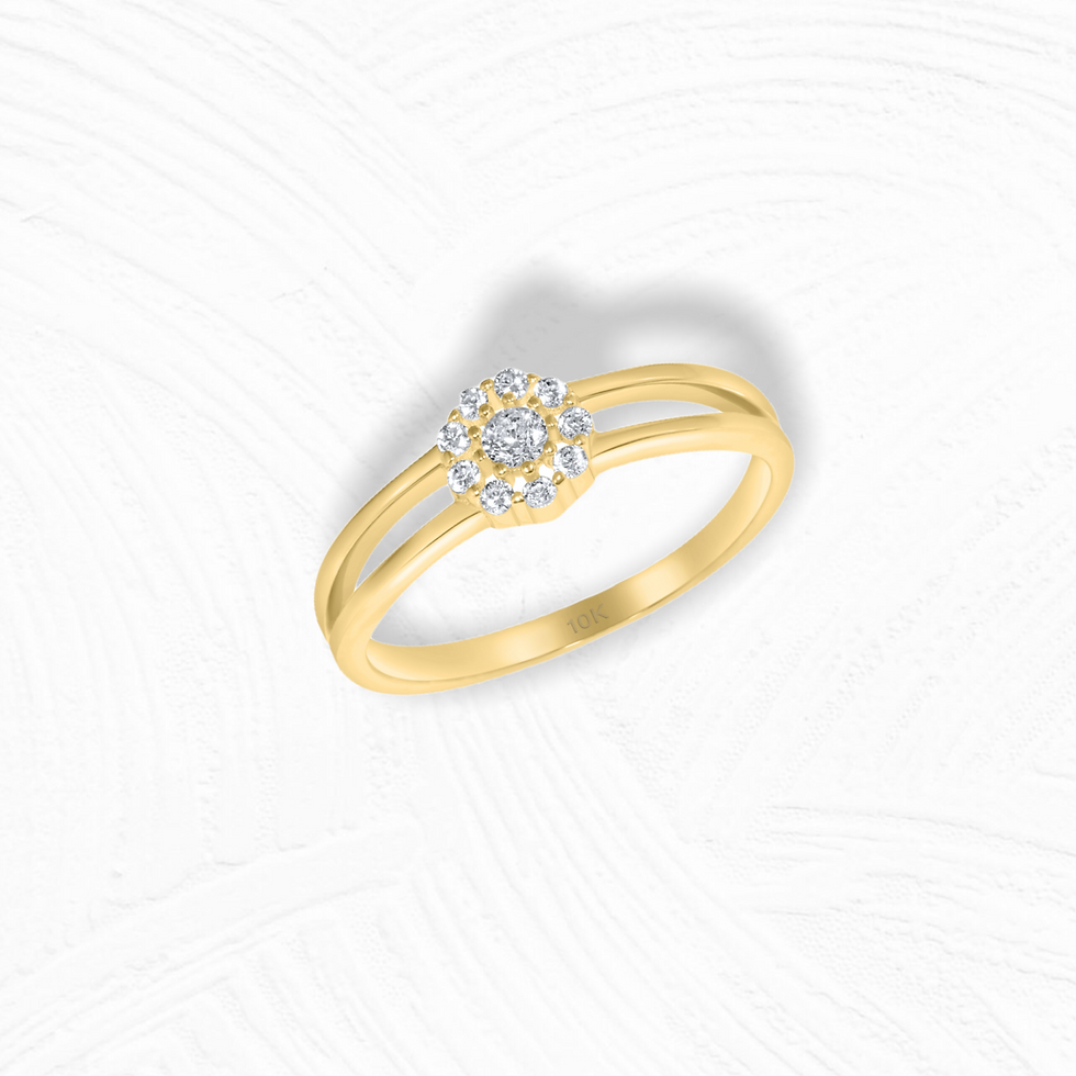 Thumbnail: 10K YELLOW GOLD CZ CLUSTER RING