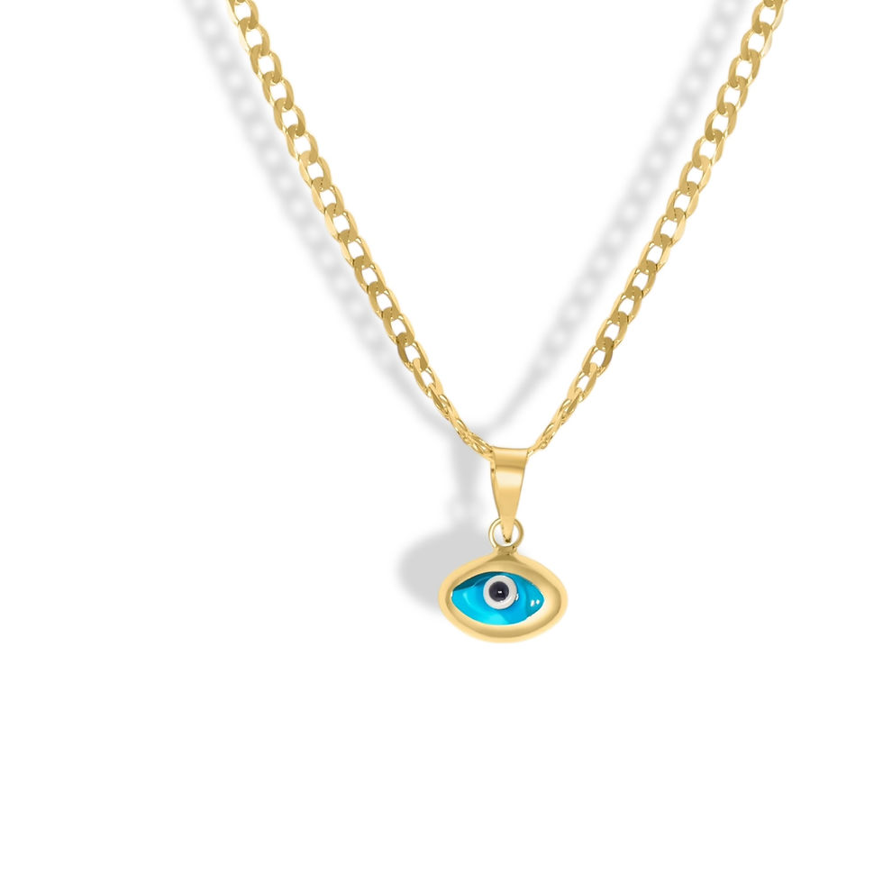 Thumbnail: 14K YELLOW GOLD EVIL EYE PENDANT NECKLACE