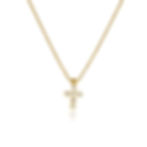 Cubic Zirconia Small Cross Pendant Necklace in 10K Yellow Gold