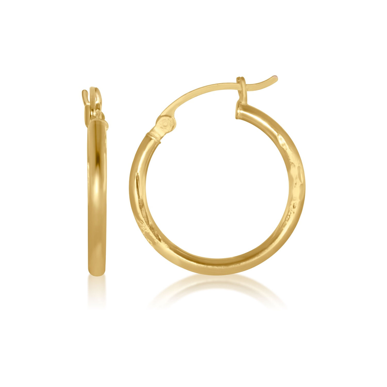 10K Yellow Gold Round Hoop Earrings