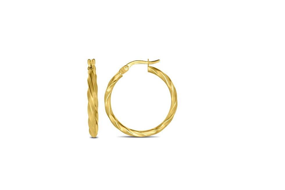 10K BRIGHT YELLOW GOLD TWISTED HOOP EARRINGS