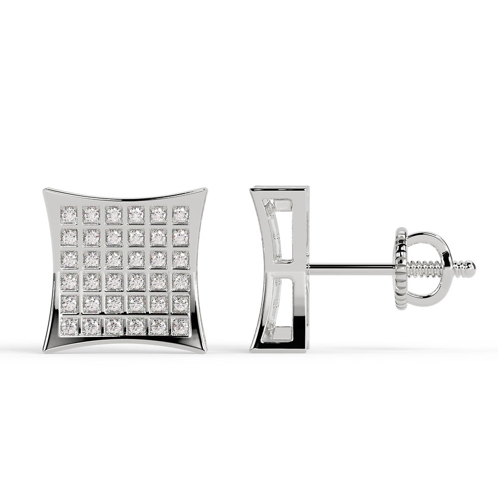 Thumbnail: .25 CTW DIAMOND CLUSTER SQUARE 10K WHITE GOLD STUD EARRINGS