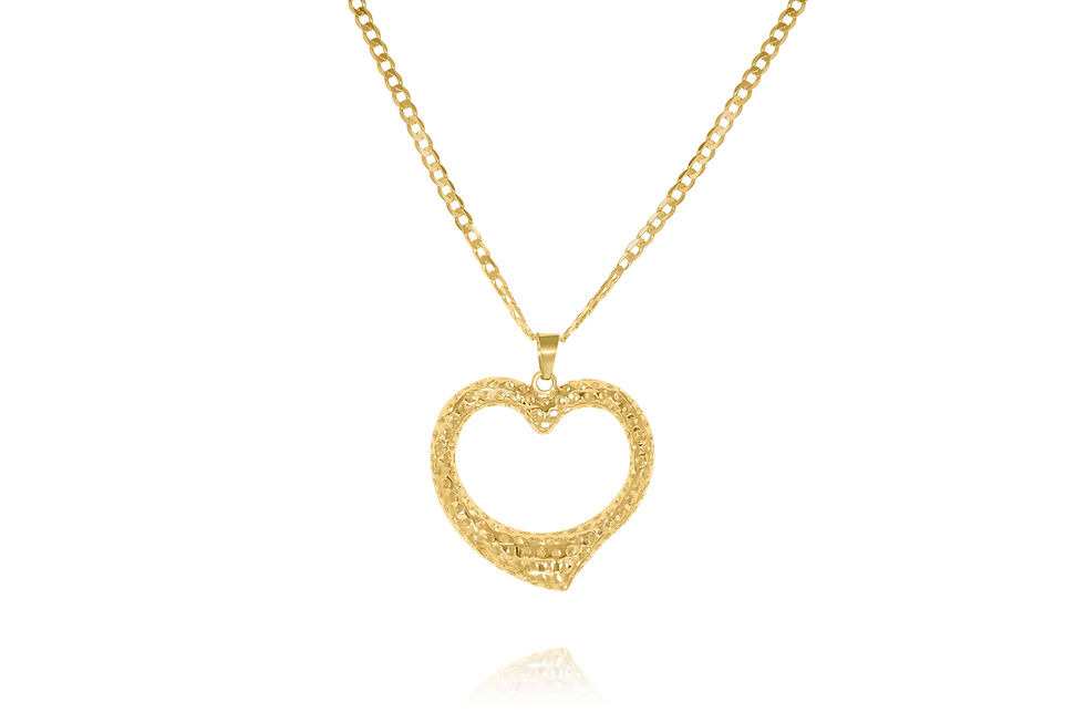 14K Yellow Gold Heart Pendant Necklace