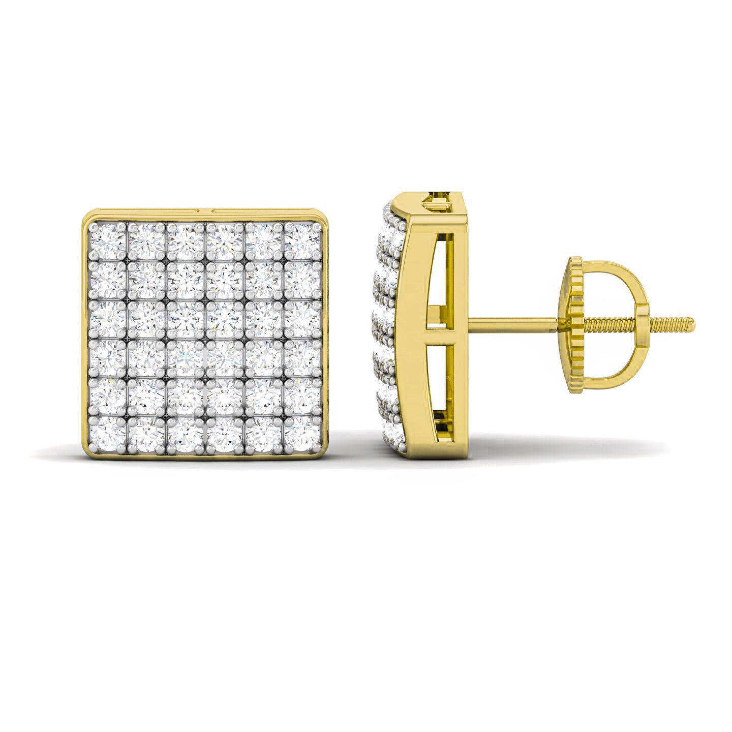 .25 CTW DIAMOND CLUSTER SQUARE EARRINGS IN 10K YELLOW GOLD