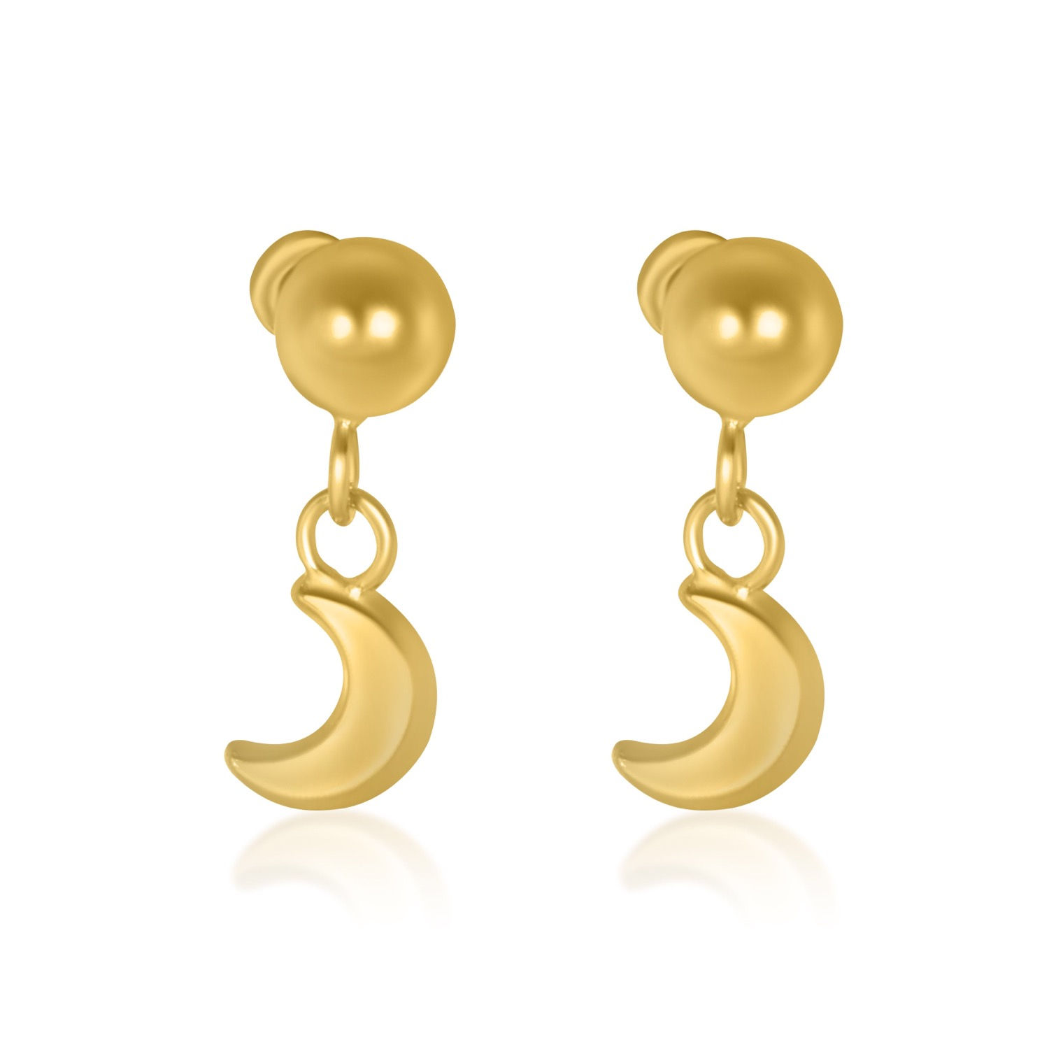 Small Moon Drop Earrings in 14K Yellow Gold