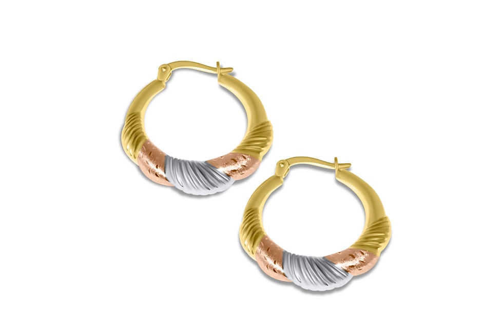 10K TRI COLOR HOOP EARRINGS