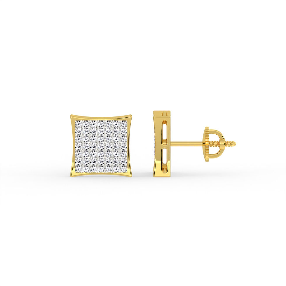 Thumbnail: .15 CTW DIAMOND CLUSTER SQUARE EARRINGS IN 10K YELLOW GOLD