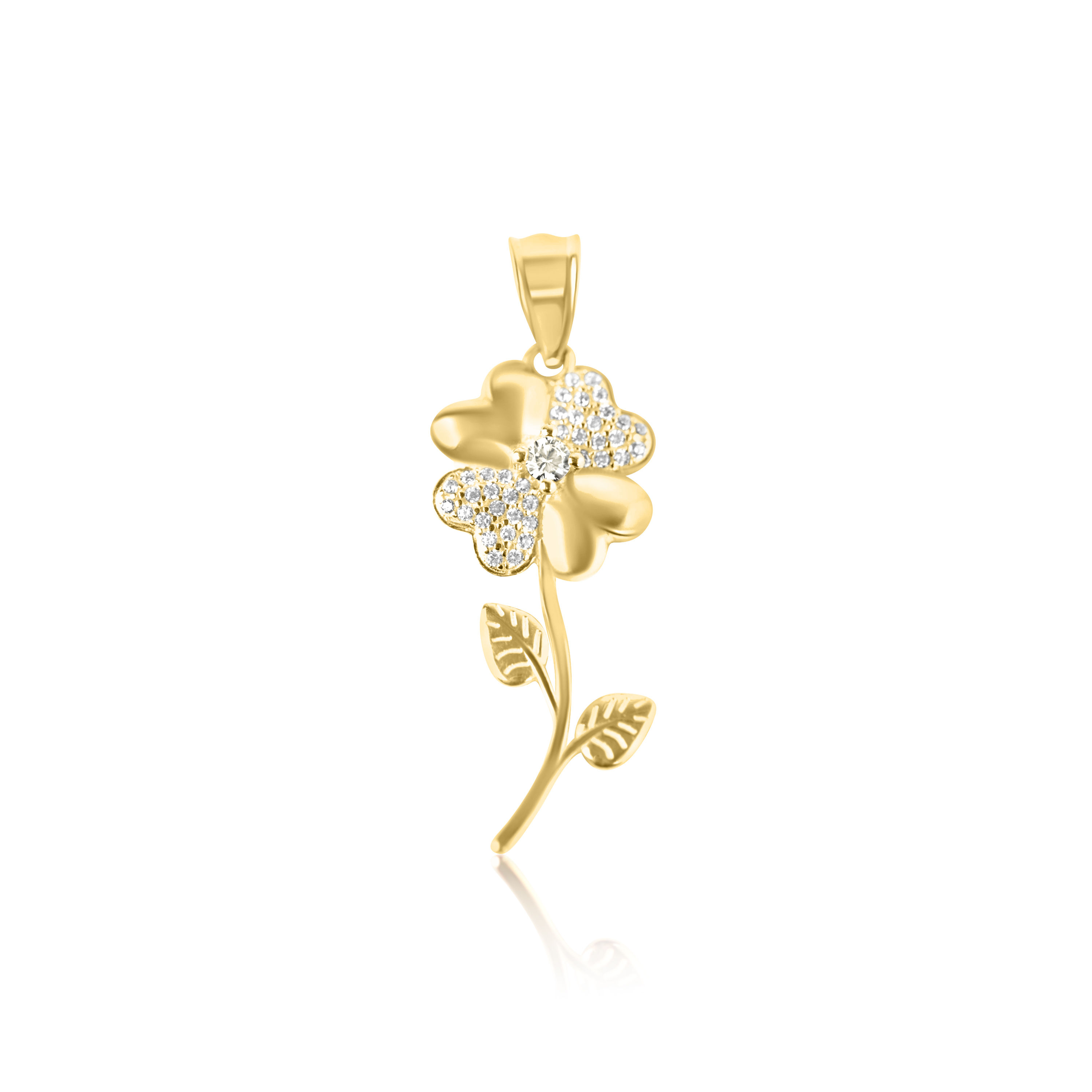14K Yellow Gold Flower Pendant Charm
