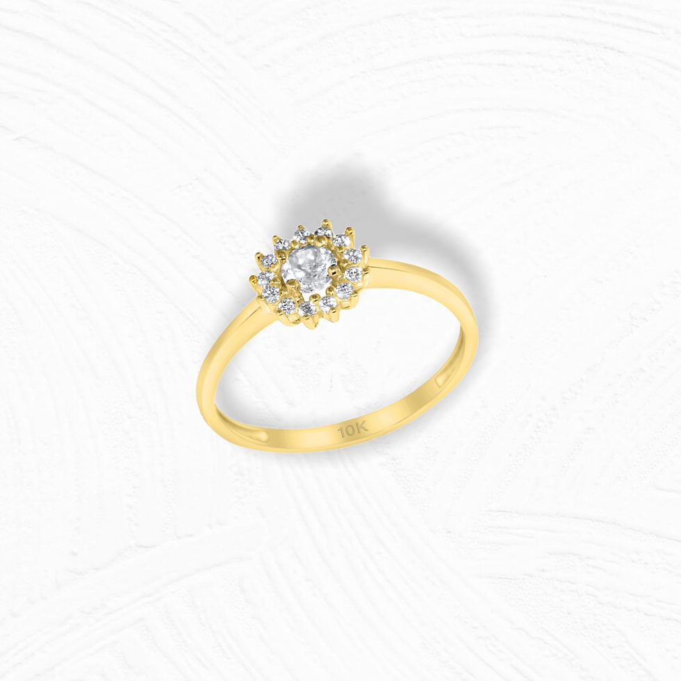 Thumbnail: 10K YELLOW GOLD CZ CLUSTER RING