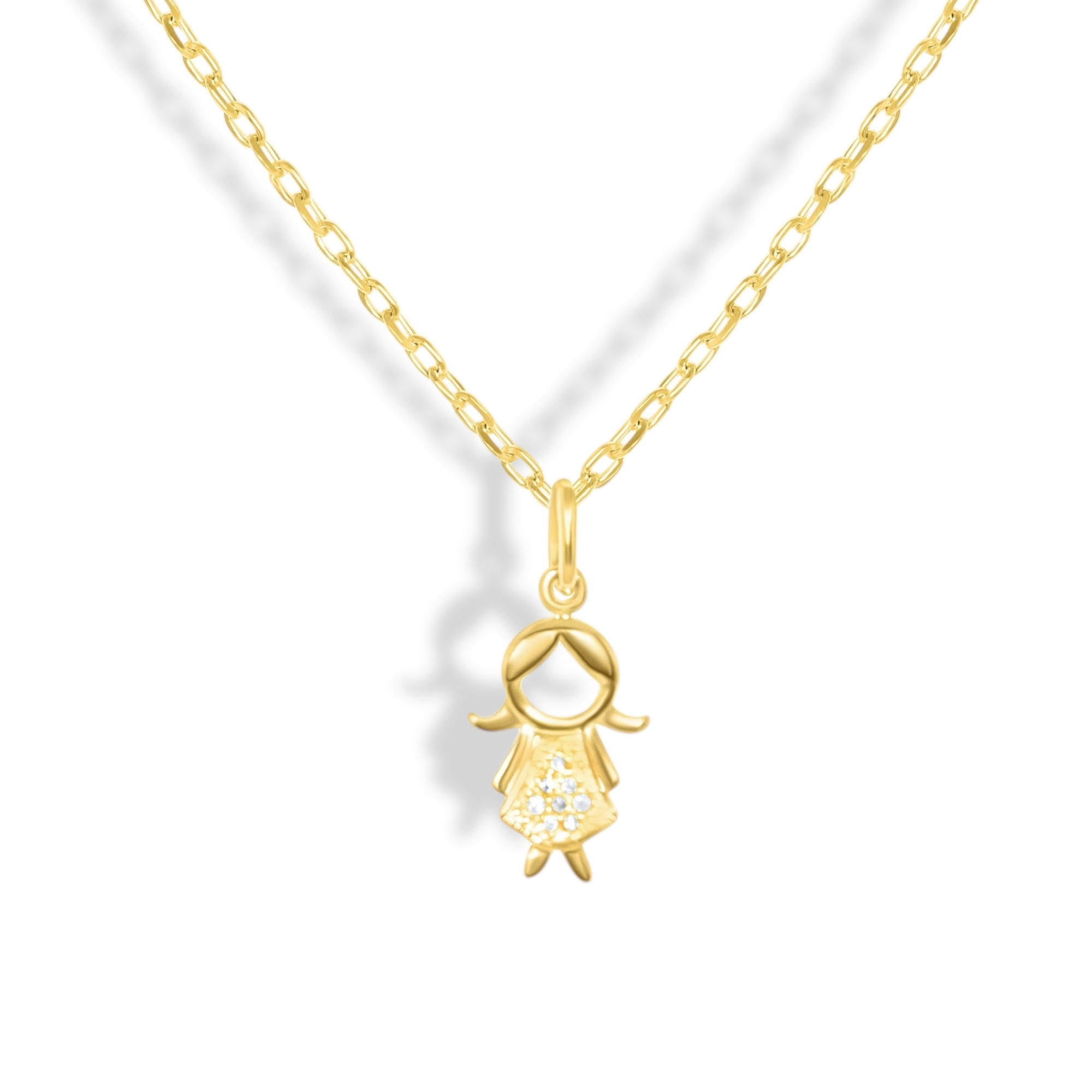 14K YELLOW GOLD DIAMOND ¨GIRL¨ PENDANT NECKLACE