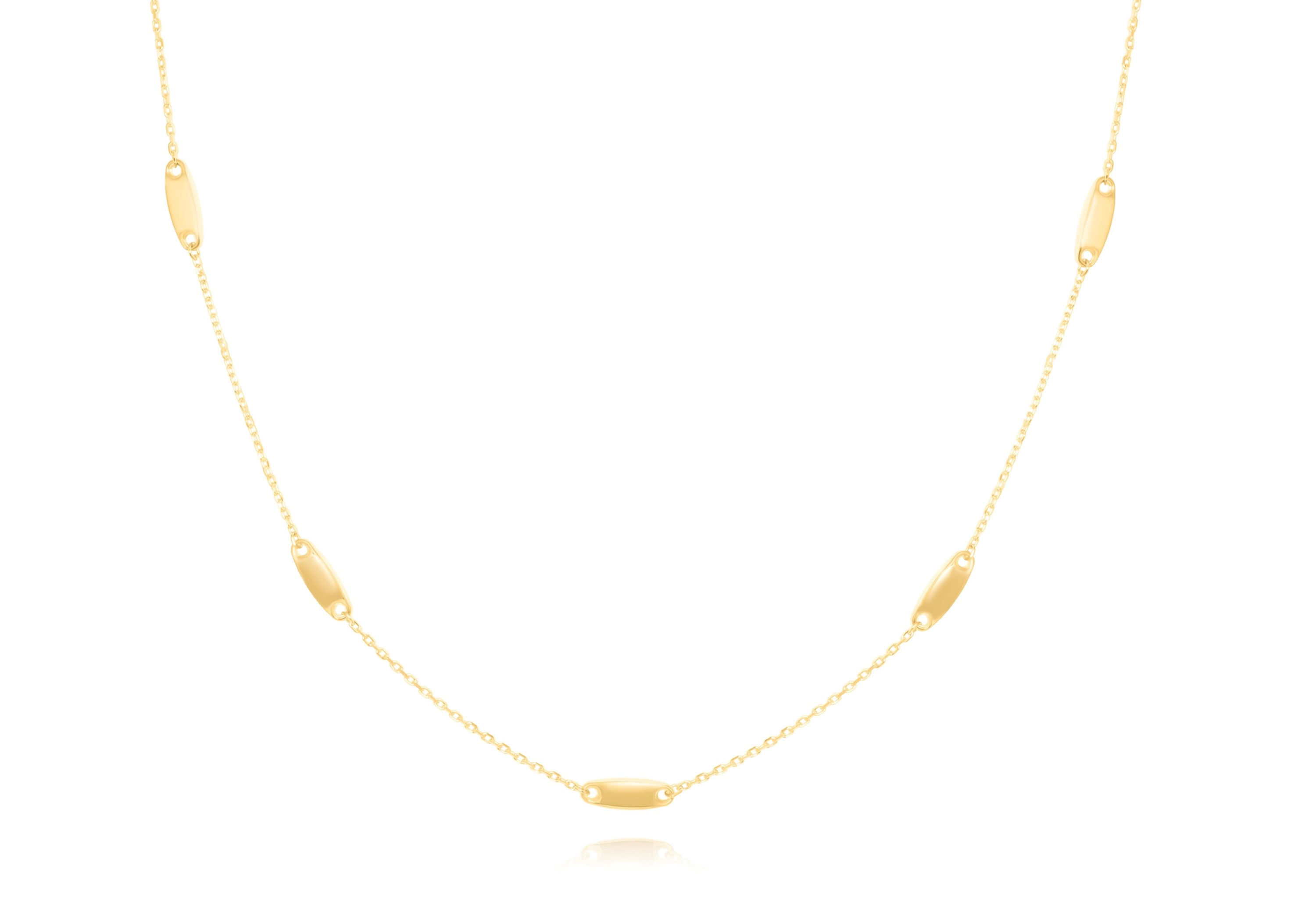 14K SOLID YELLOW GOLD BARS PENDANT NECKLACE