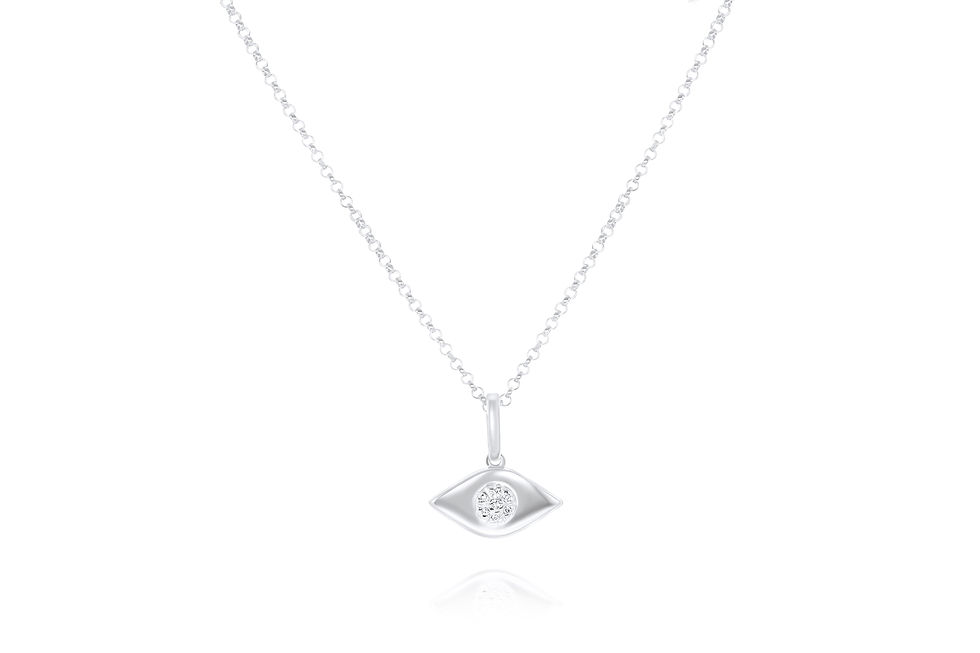 14K WHITE GOLD DIAMOND EVIL EYE NECKLACE
