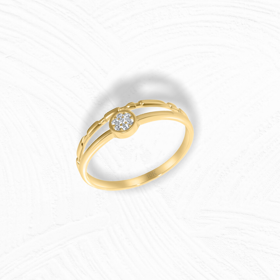 Thumbnail: 10K YELLOW GOLD CZ DOUBLE RING