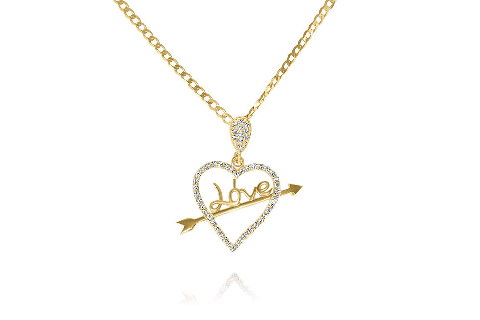 14K YELLOW GOLD CZ LOVE PENDANT NECKLACE