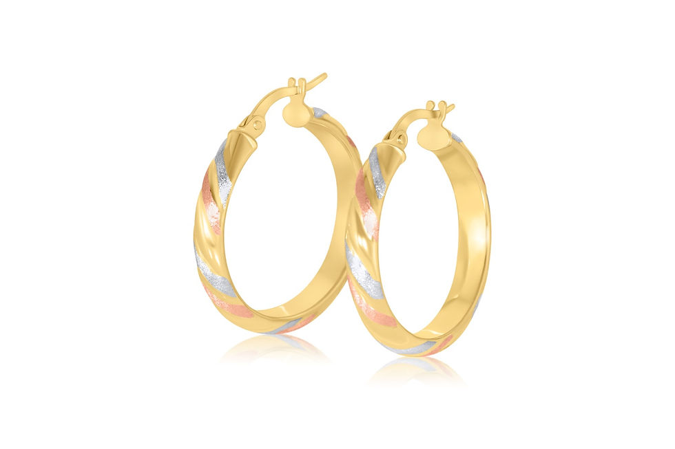 10K THREE TONE GOLD HOOP EARRINGS